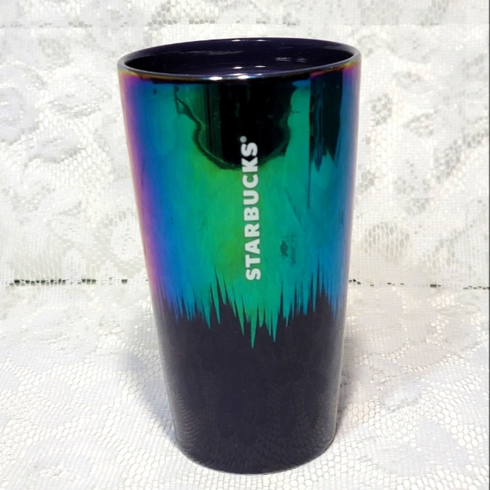 2020 Starbucks Holiday Iridescent Ceramic Tumbler Cup Rainbow Aurora Borealis